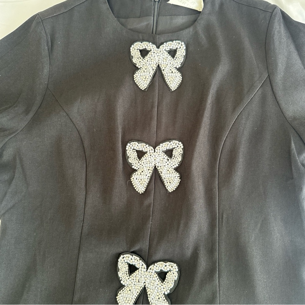 NWT Hyacinth House Beaded Bows‎ Bernadette Mini Dress Black Women's XXL - Picture 7 of 10